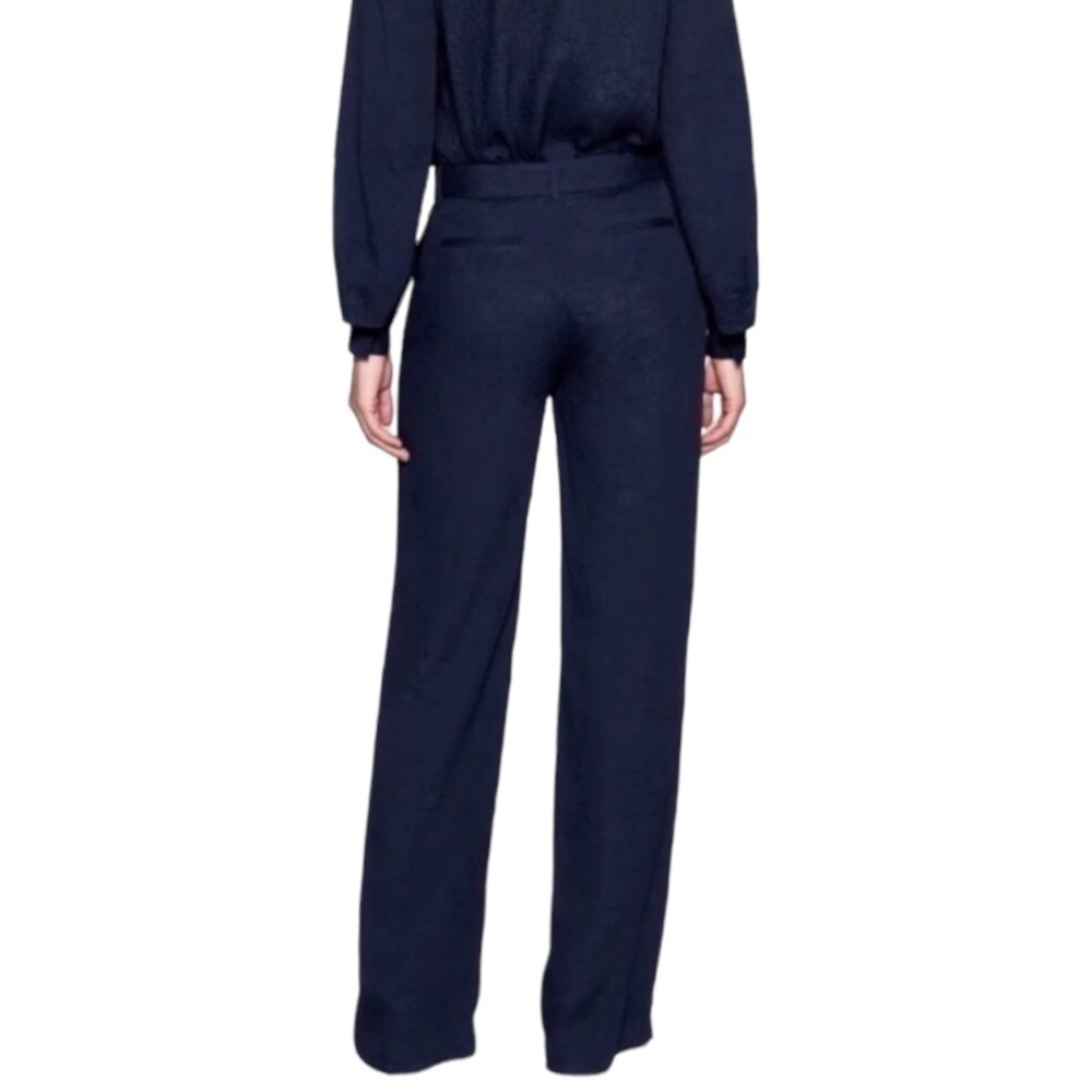 Equipment Arwen Floral Jacquard Navy Blue Wide Leg Trousers Pants NWT High Rise - Picture 4 of 8